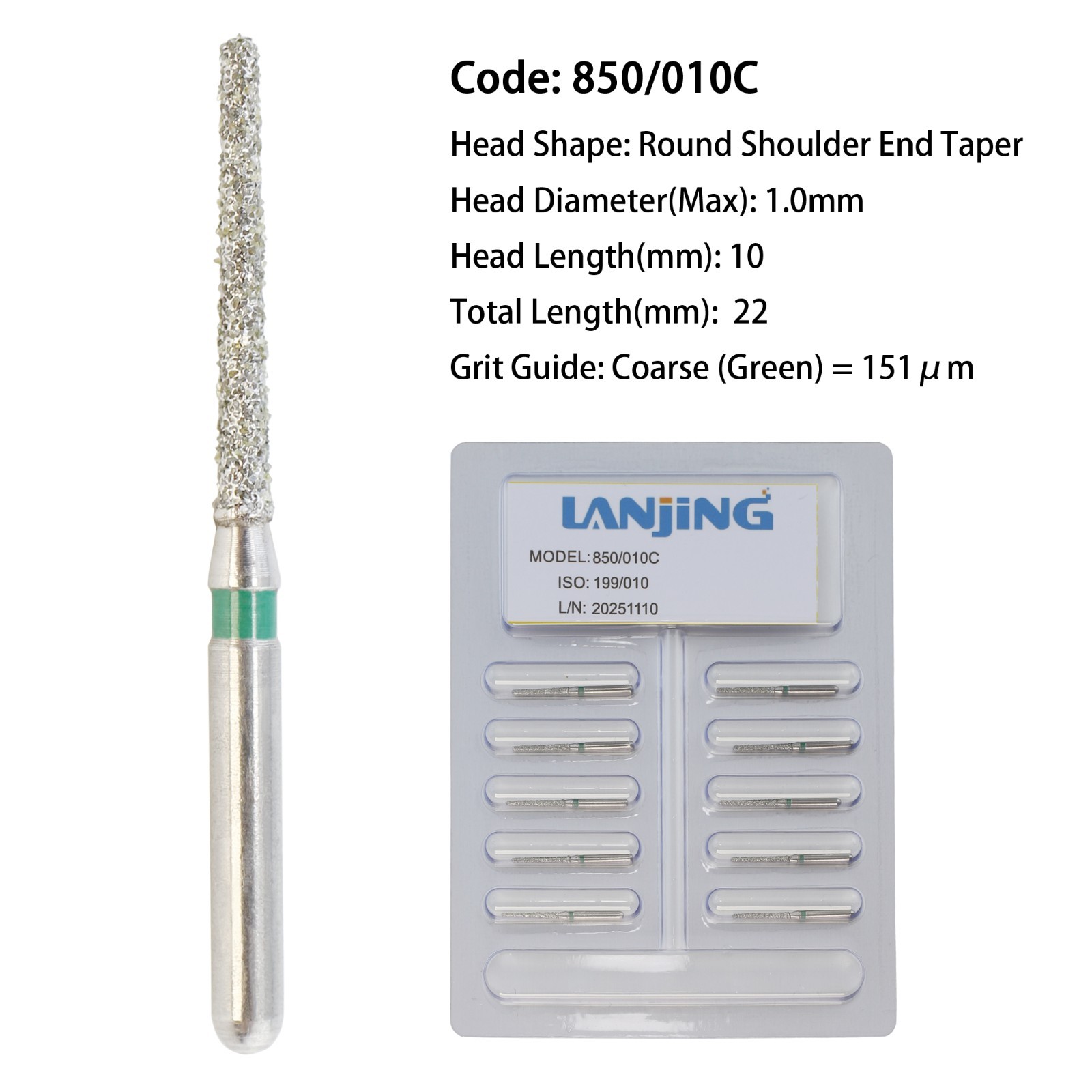 Dental Diamond Burs Pear Round End Taper Barrel FG Medium Coarse Fine High Speed