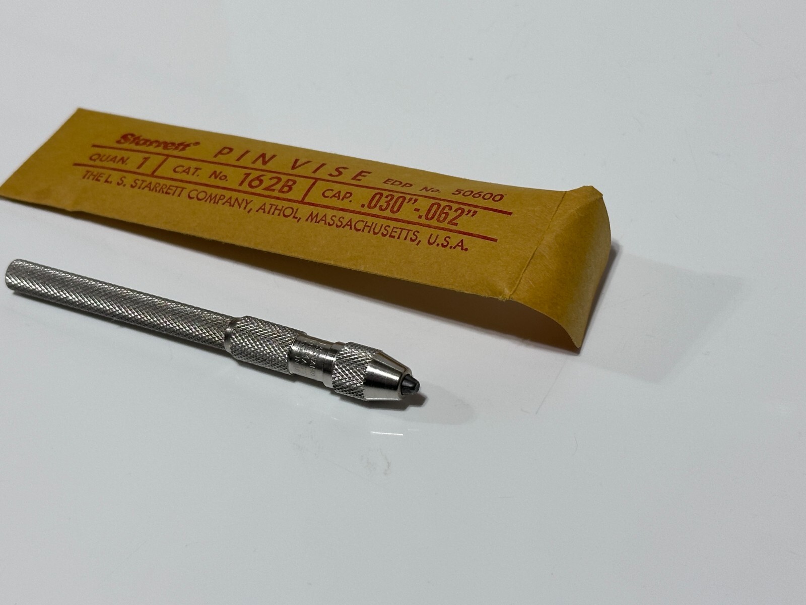 NEW Starrett Tools USA 162B Pin Vise, 0.030-0.062 In., Knurled, Nickel Plated