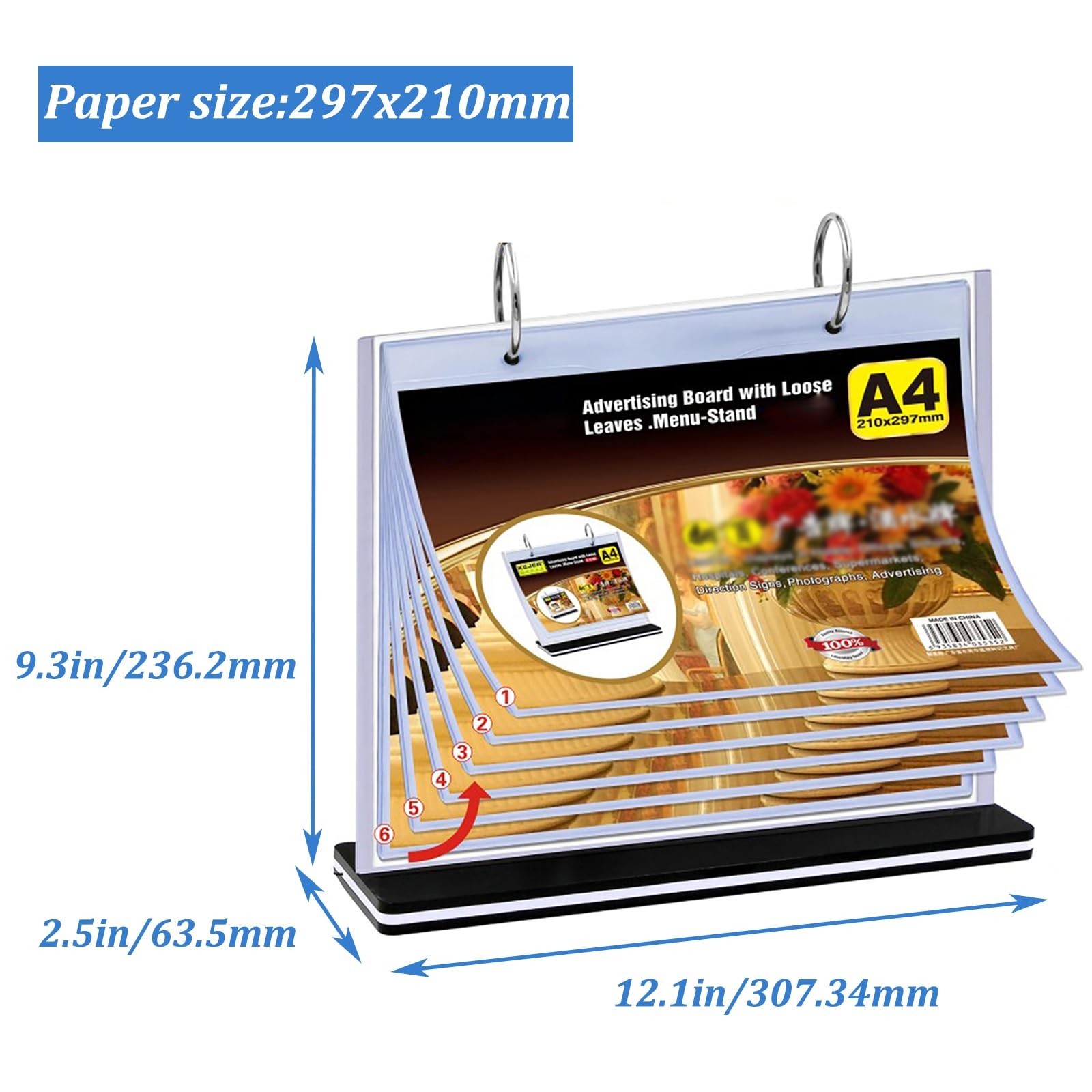 Multi-Page Flip Acrylic Display Stand – T-Shaped 8.5×11 Inches Menu/Photo/Dri…