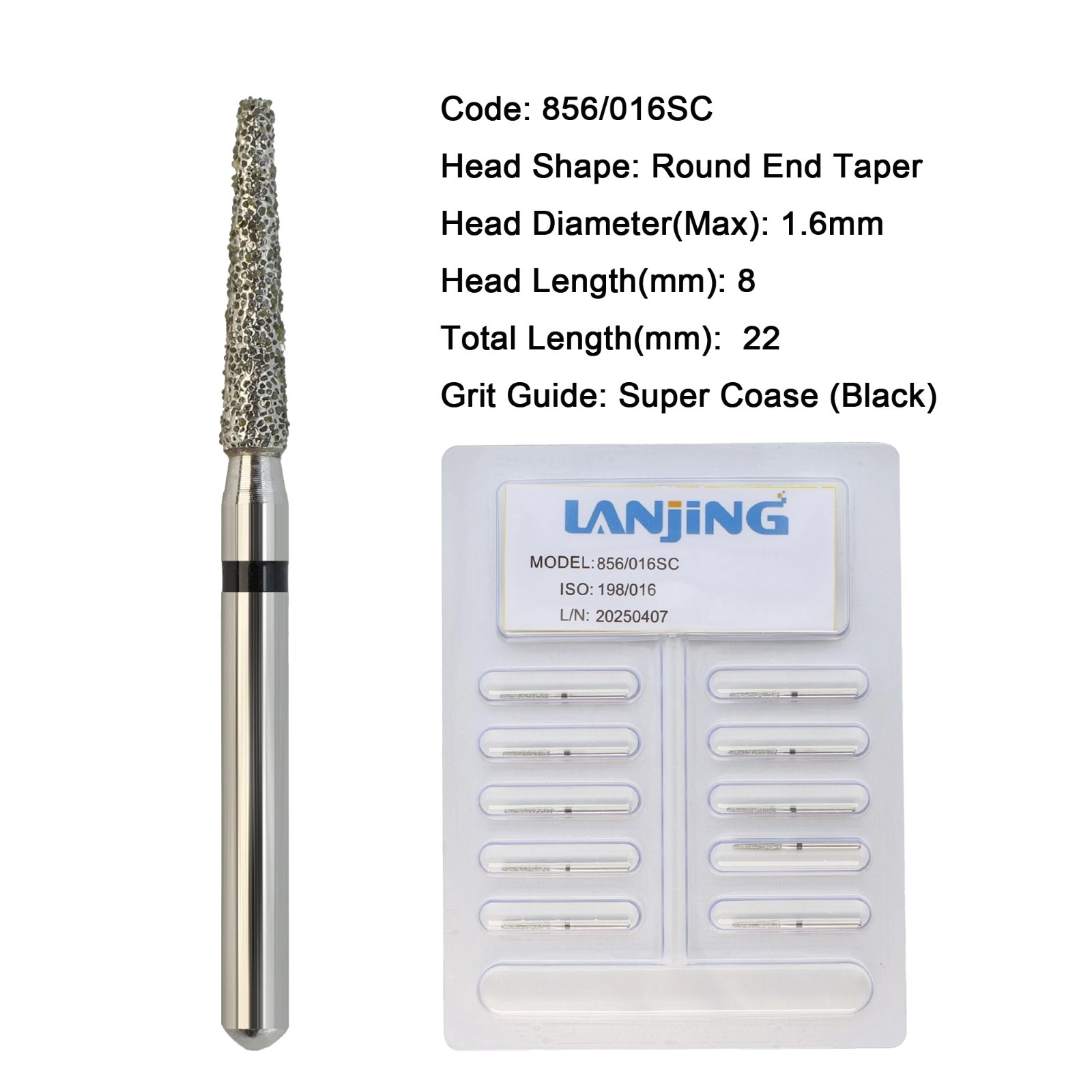 Dental Diamond Burs Pear Round End Taper Barrel FG Medium Coarse Fine High Speed