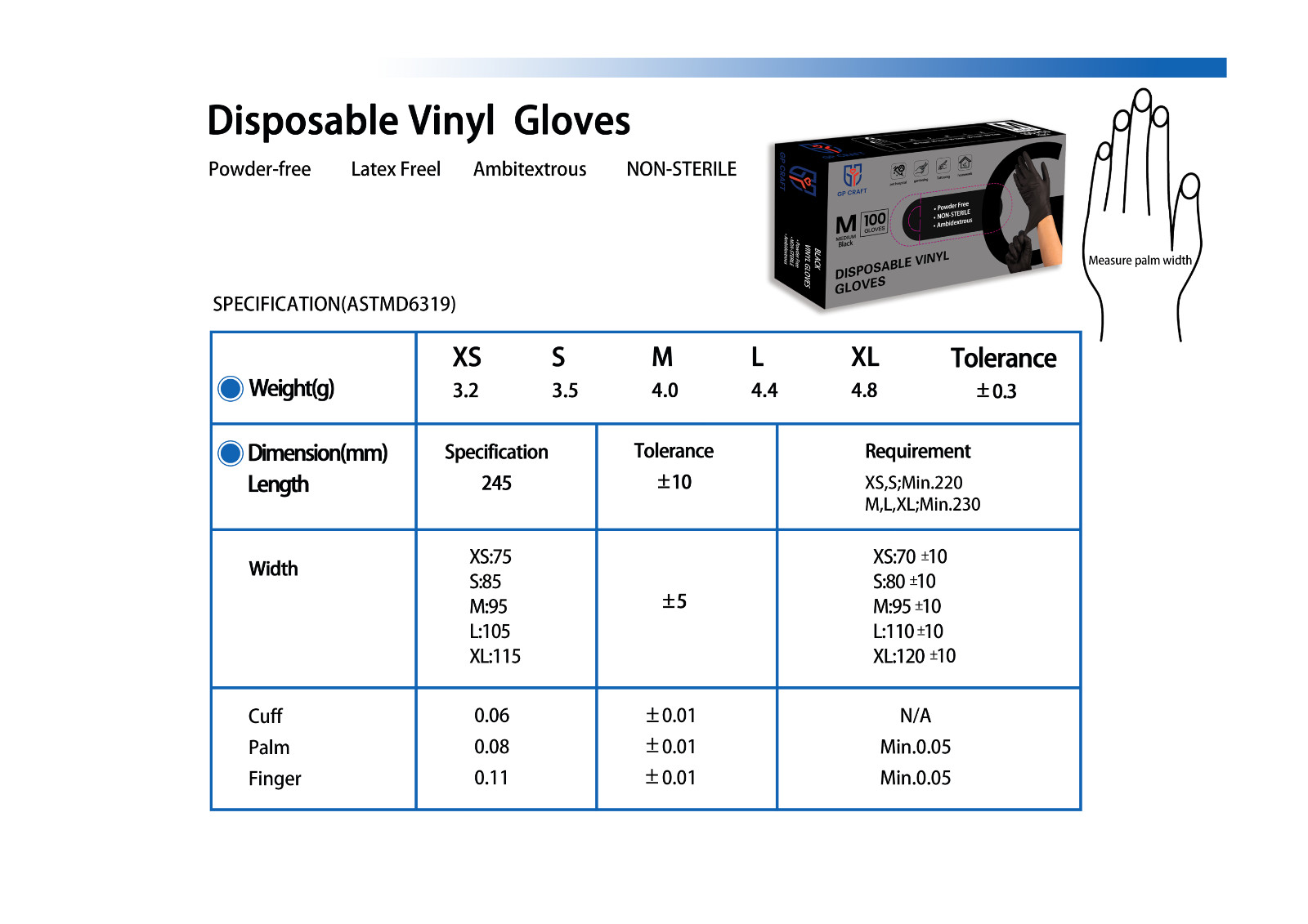 Black Vinyl Gloves Food Grade Gloves Disposable Latex Free & Powder Free, 100PCS
