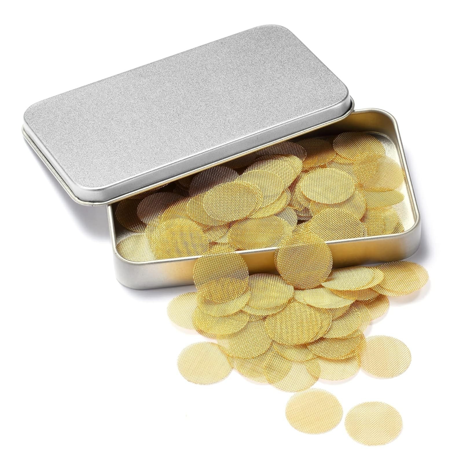 200 PCS 1/2 Inch Brass Pipe Screens | Metal Storage Box Included