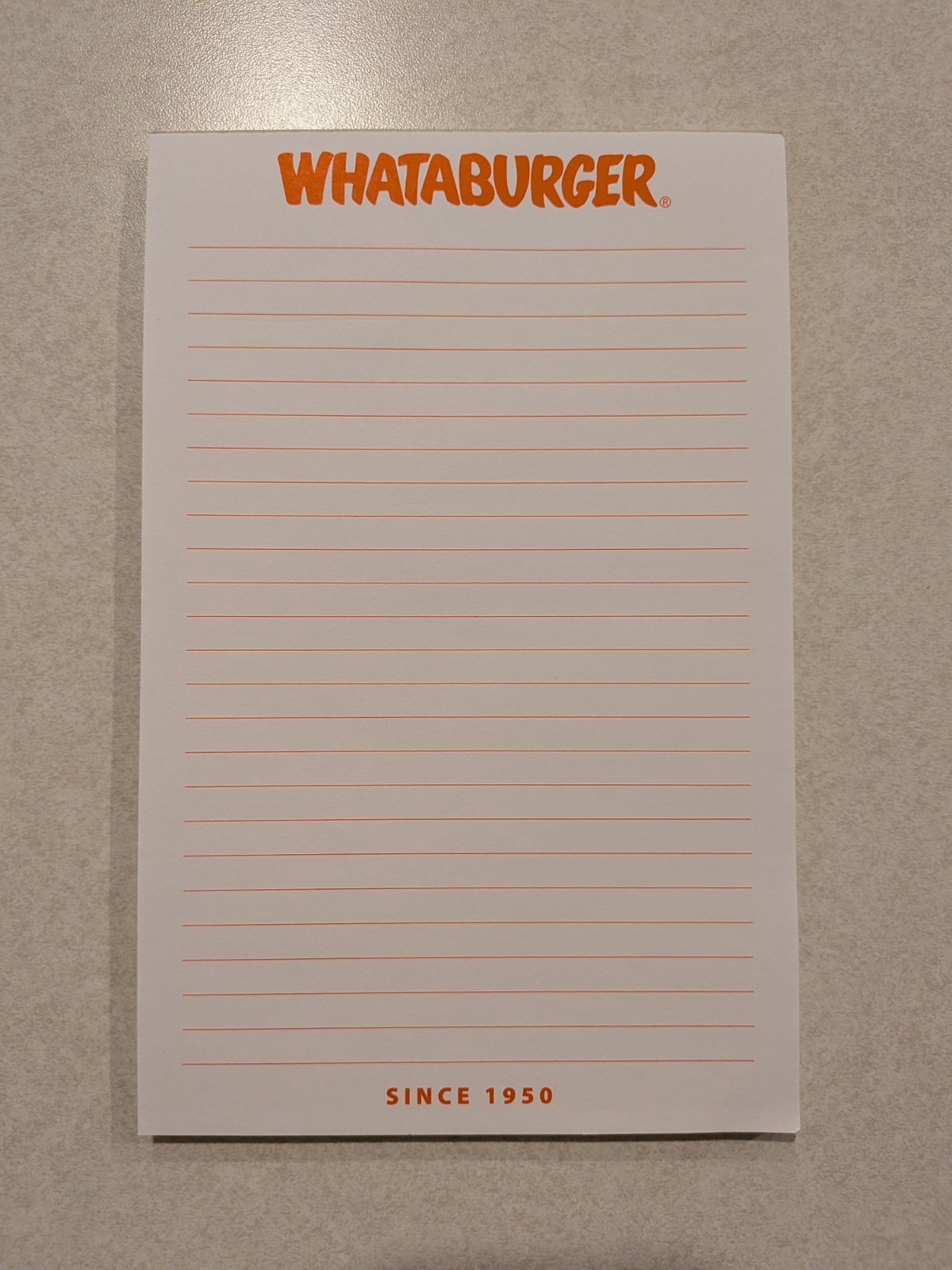 Whataburger Note Pad 5.5 inch x 8.5 inch ***SEE DESCRIPTION