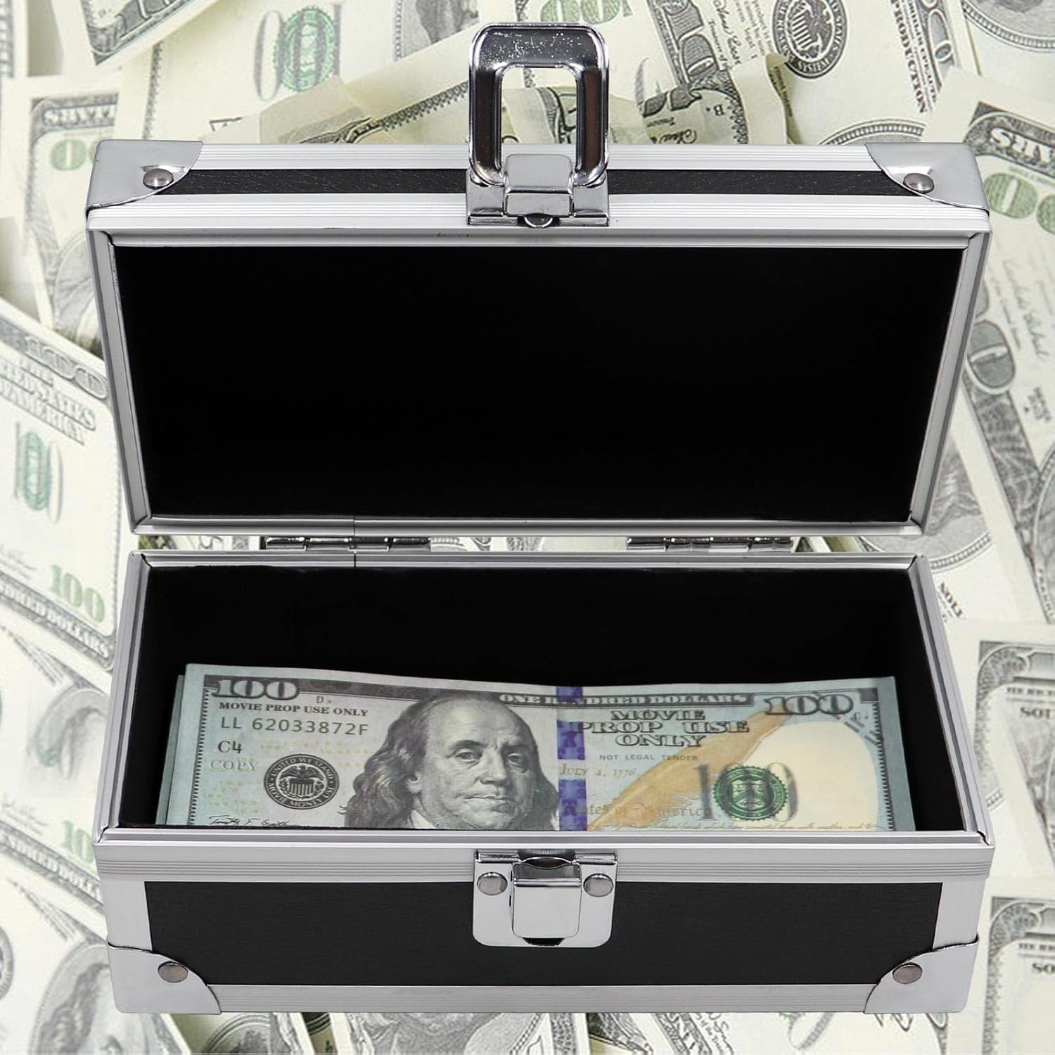 Lockable Cash Box with Key Metal Money Storage Organizer Coin Bill Case