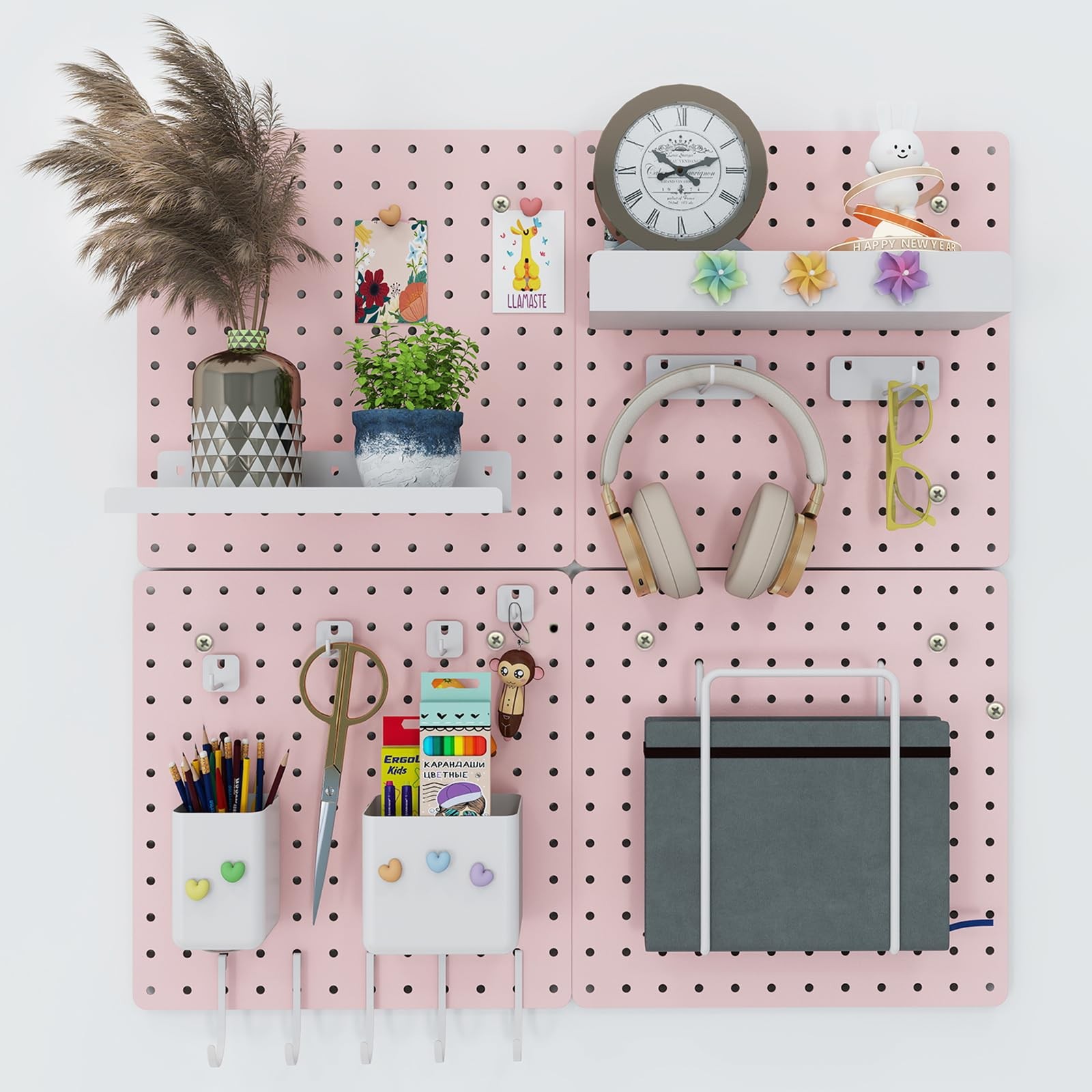 Metal Pegboard Combination Kit — 4 Carbon Steel Pegboards with 26 Accessories…