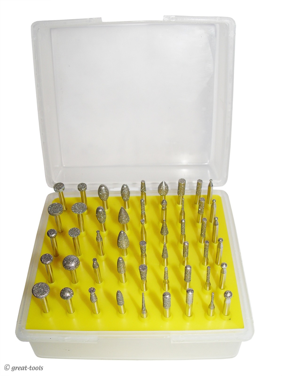 50-pc DIAMOND POINT BURR SET – detail grinding bits – 1/8” shank – type #1