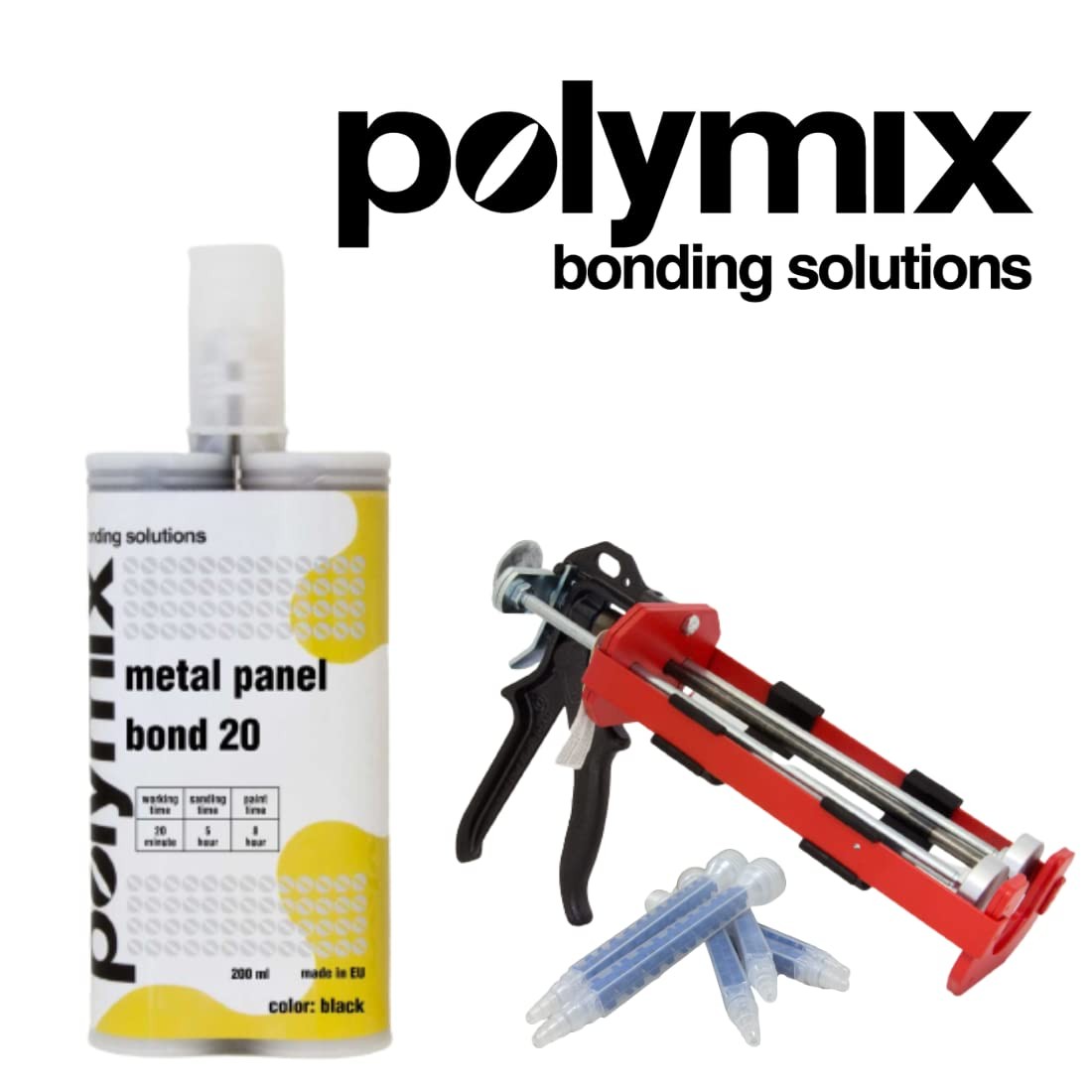Panel Bond 20 Adhesive 200ml Cartridge & Two Application Mixing Nozzles