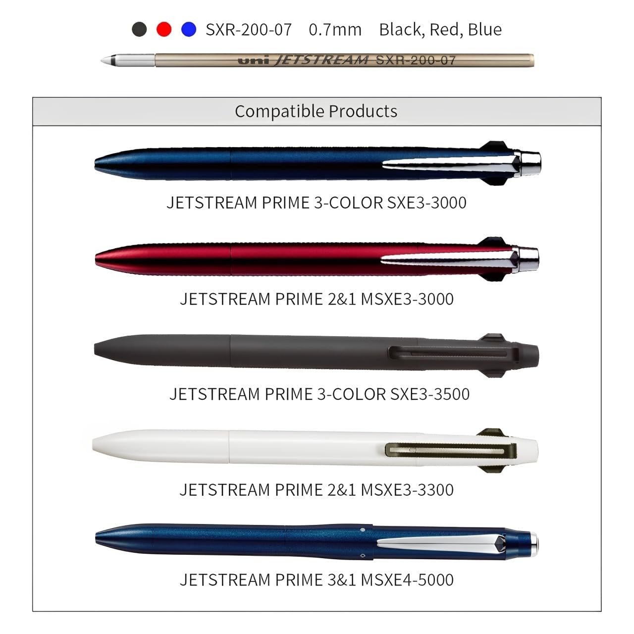 三菱鉛筆 Jet Stream Prime For Ink Pen Refill SXR – 200 – 07/0.7 mm Combination…