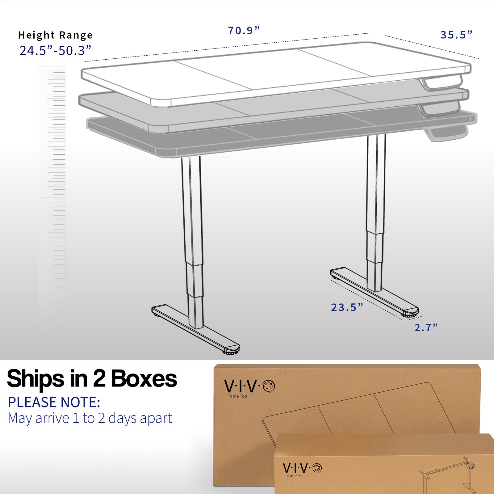 VIVO Electric 71”x36” Stand Up Desk, Rustic Vintage Brown Table Top, Black Frame