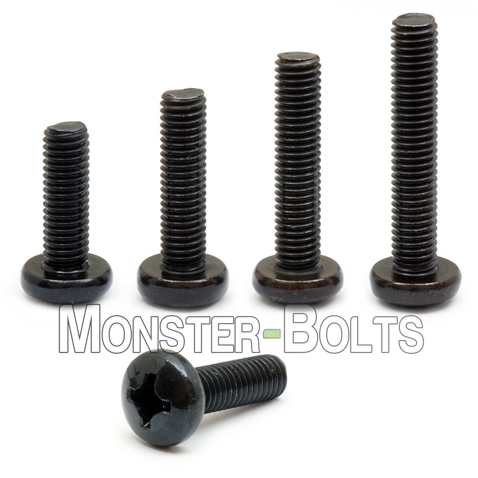 M4 Phillips Pan Head Machine Screws, Steel w Black Oxide & Oil, DIN 7985A Metric