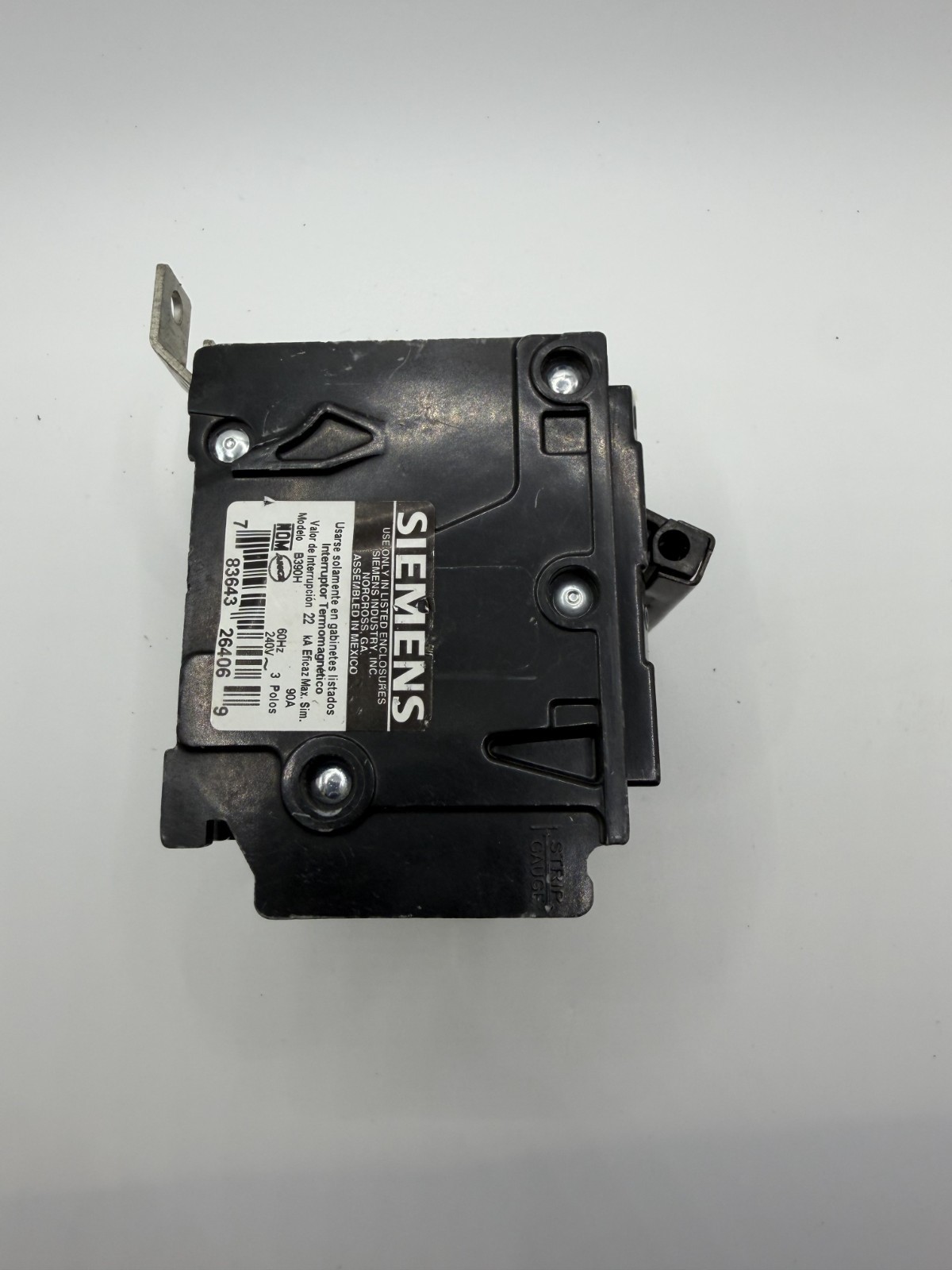 Siemens B390H 90A 240V 22kA 3P Bolt-on Circuit Breaker – tested & wrnty