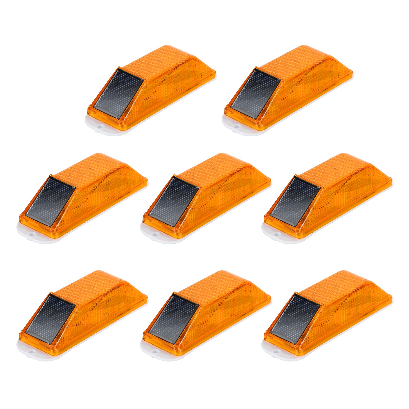 8Pcs Solar Strobe Light Waterproof Traffic Warning Lights, Yellow