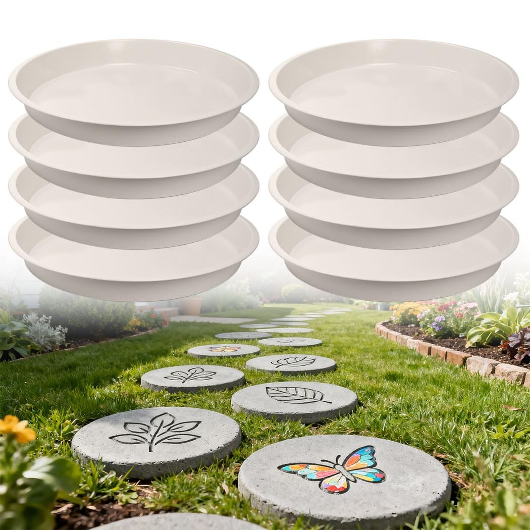 8 Pcs Stepping Stone Mold, round Plastic Paver Molds for Concrete, Dia 11.8In/ 1