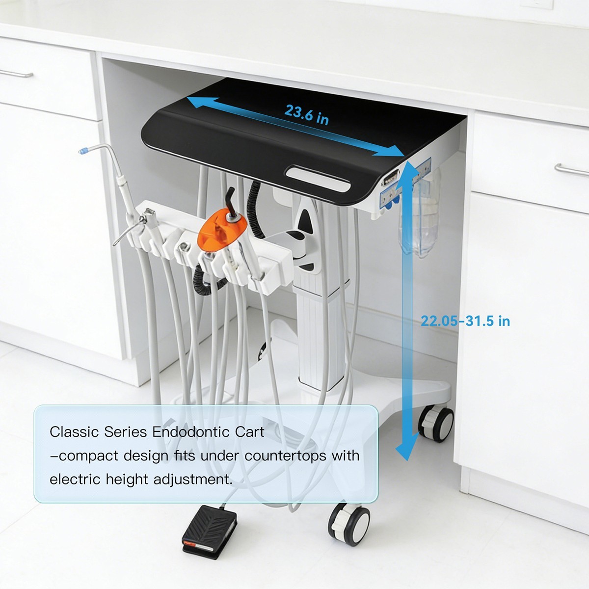 Portable Dental Delivery Unit Cart System /40L Silent Oil-Free Air Compressor