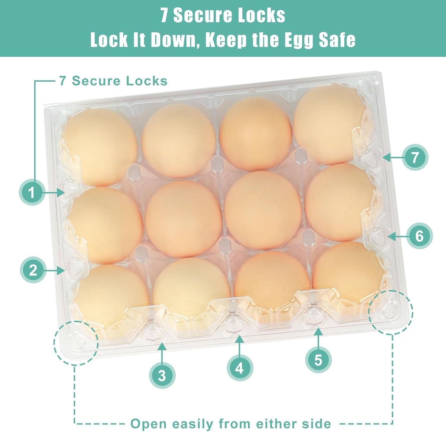 100-Pack Clear Plastic Egg Cartons for 12 Eggs 3×4 Grid Bulk Commercial Use
