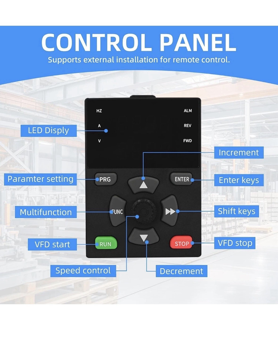 VFD 2.2KW 3HP 200-240V Inverter 1 Phase Input 3 Phase 0-400HZ Output 9A Variable