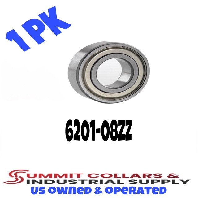 6201-08 ZZ Deep Groove Ball Bearing, Metal Shielded 1/2x32x10 mm
