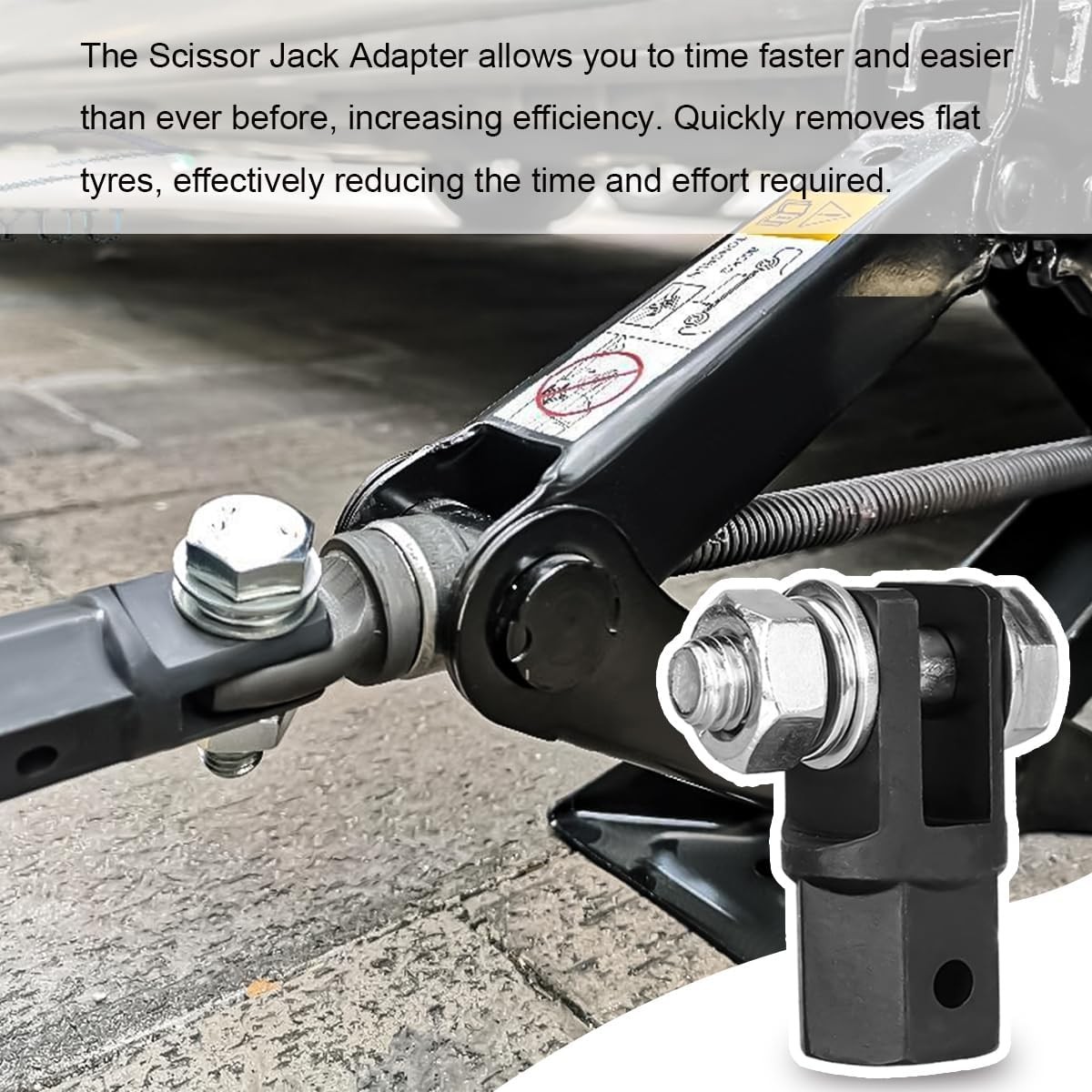 Scissor Jack Adapter, Scissor Jack Drill Adapter for 1/2 Inch Drive Socket or 13