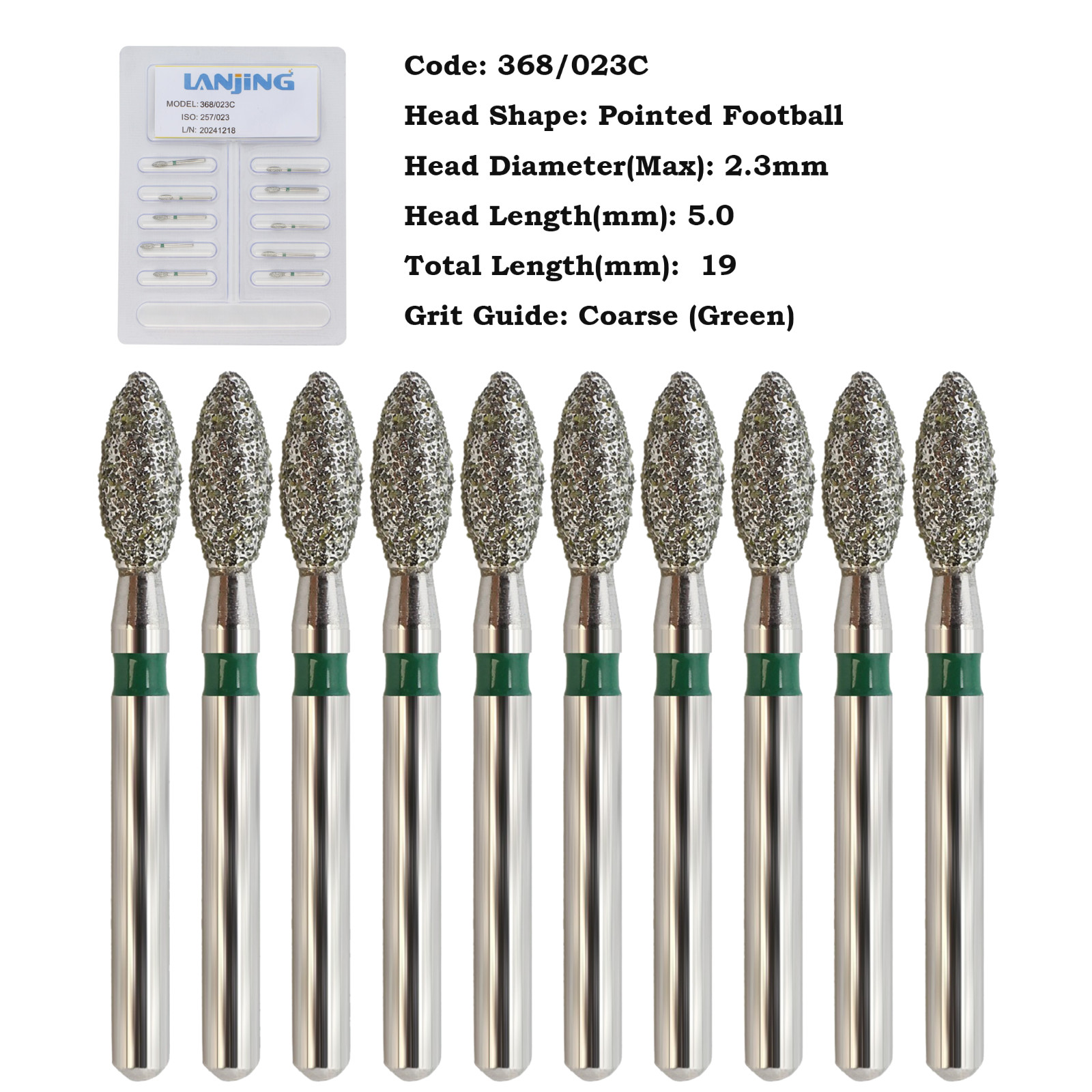 Dental Diamond Burs Football 368 Pear 330 Round End Taper 850 856 Flame Coarse