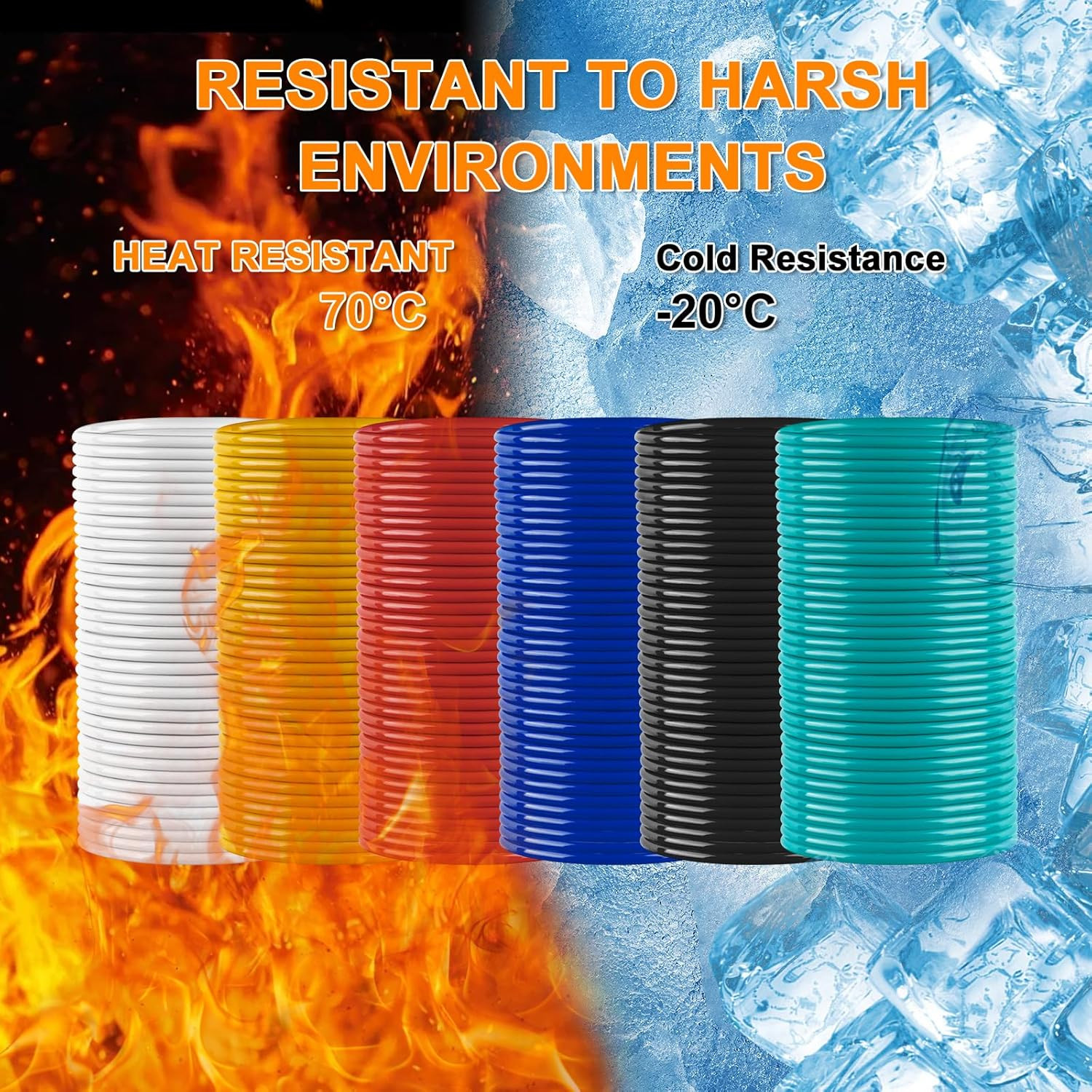 14 AWG Copper Clad Aluminum Hook-Up Wire 6 Colors 600FT 100FT Spools Low Voltage
