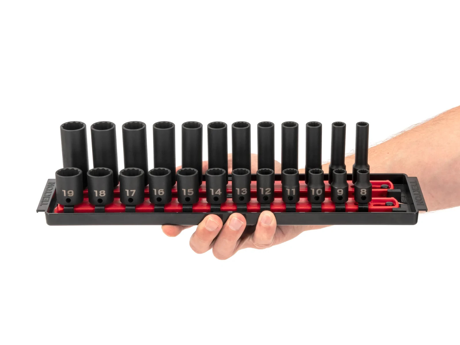 Tekton 3/8 Inch 12 Point Impact Socket Set, 24 Piece (8-19 Mm)