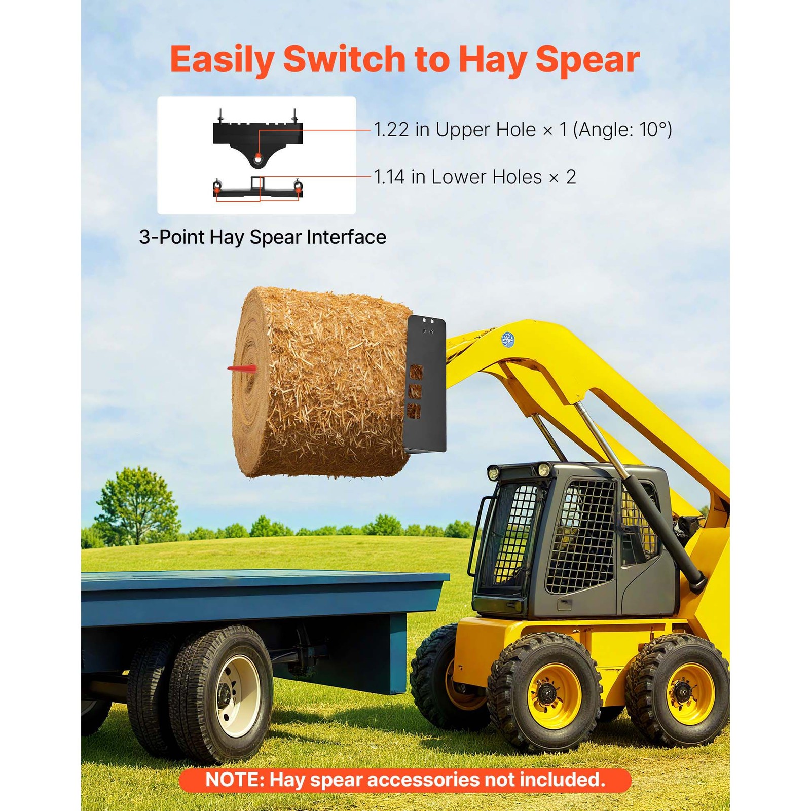 Uimoso 45″ Skid Steer Pallet Frame with Hitch Receiver and Spear Sleeves 4000lbs