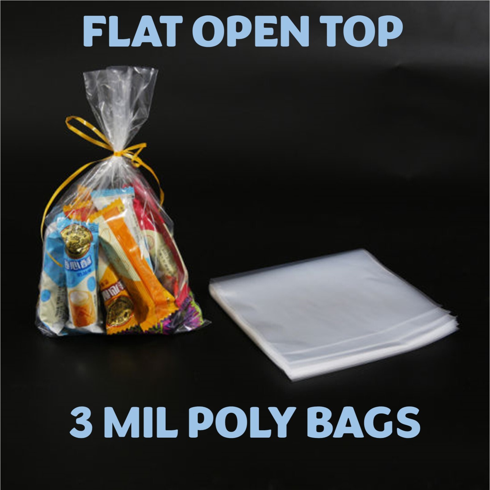 3×4″ Clear Poly Bags Lay-Flat Open Top End 3-Mil Case LDPE Plastic Packaging