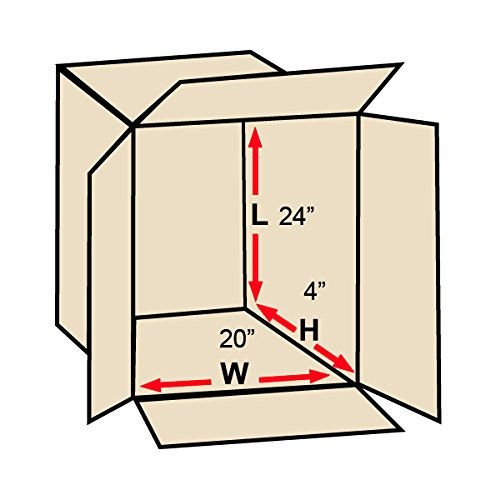24x20x4 Flat Corrugated Boxes, Flat, 24L x 20W x 4H, Pack of 20 | Shipping, P…