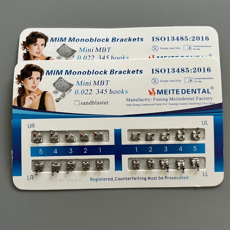 20 Sets Dental Metal Brackets MIM Monoblock Mini MBT 022 345 hooks Mesh Base