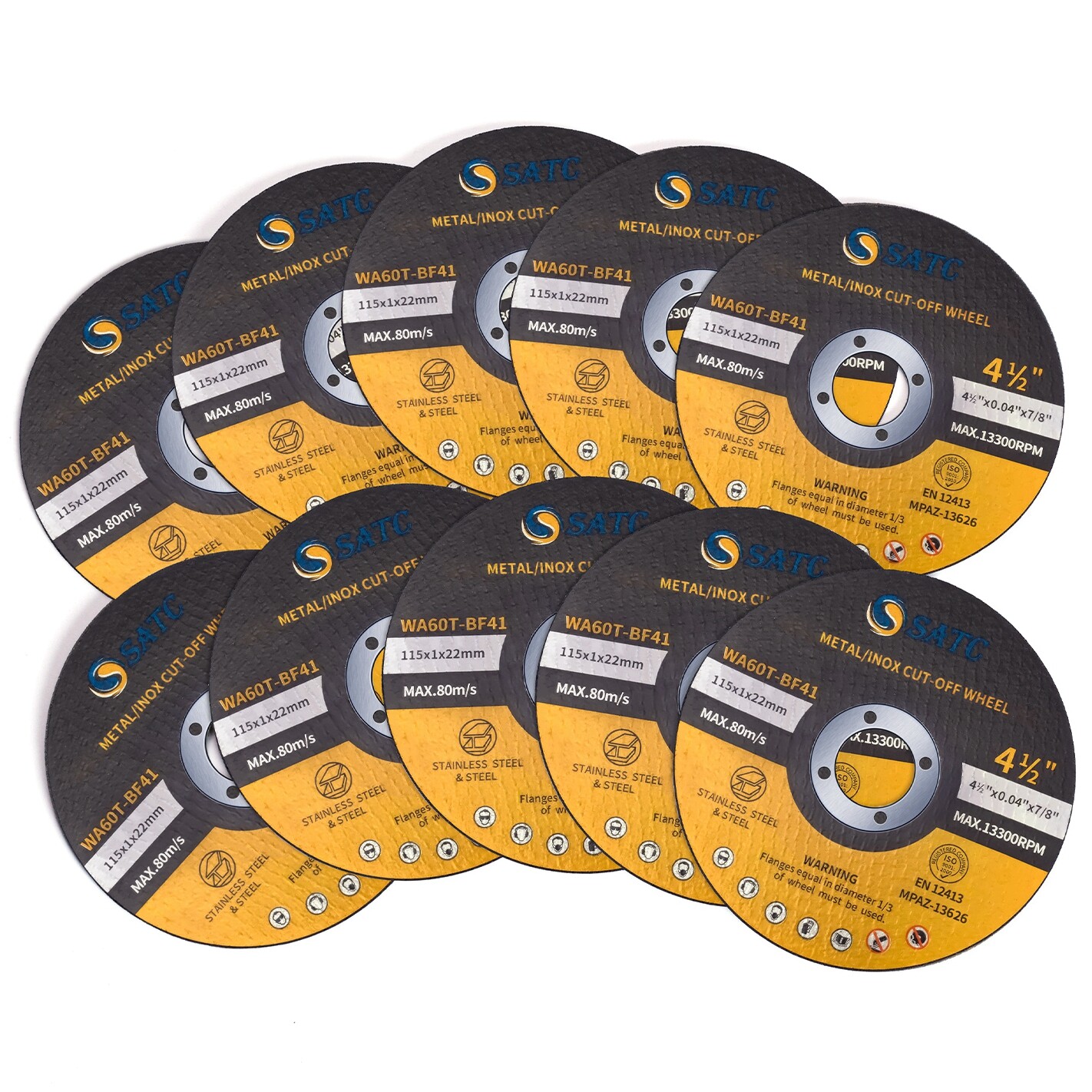 10 Pack 4.5 Cut Off Wheels 4-1/2 x .040 x 7/8 Cutting Disc Metal Stainless Steel