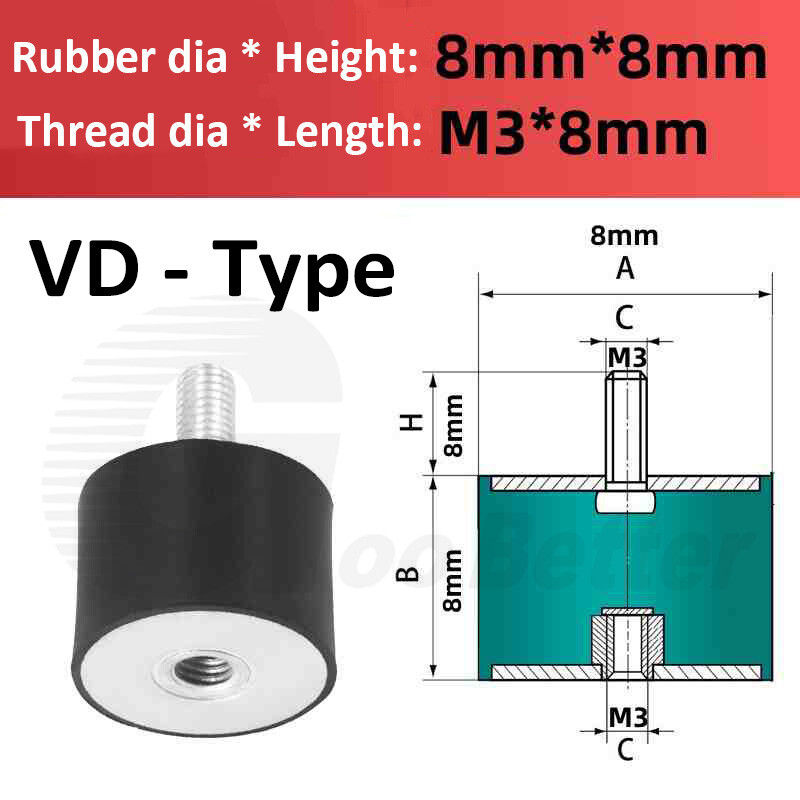 M3-M12 Male / Female Anti Vibration Rubber Mount Car Bobbin Isolator Damper