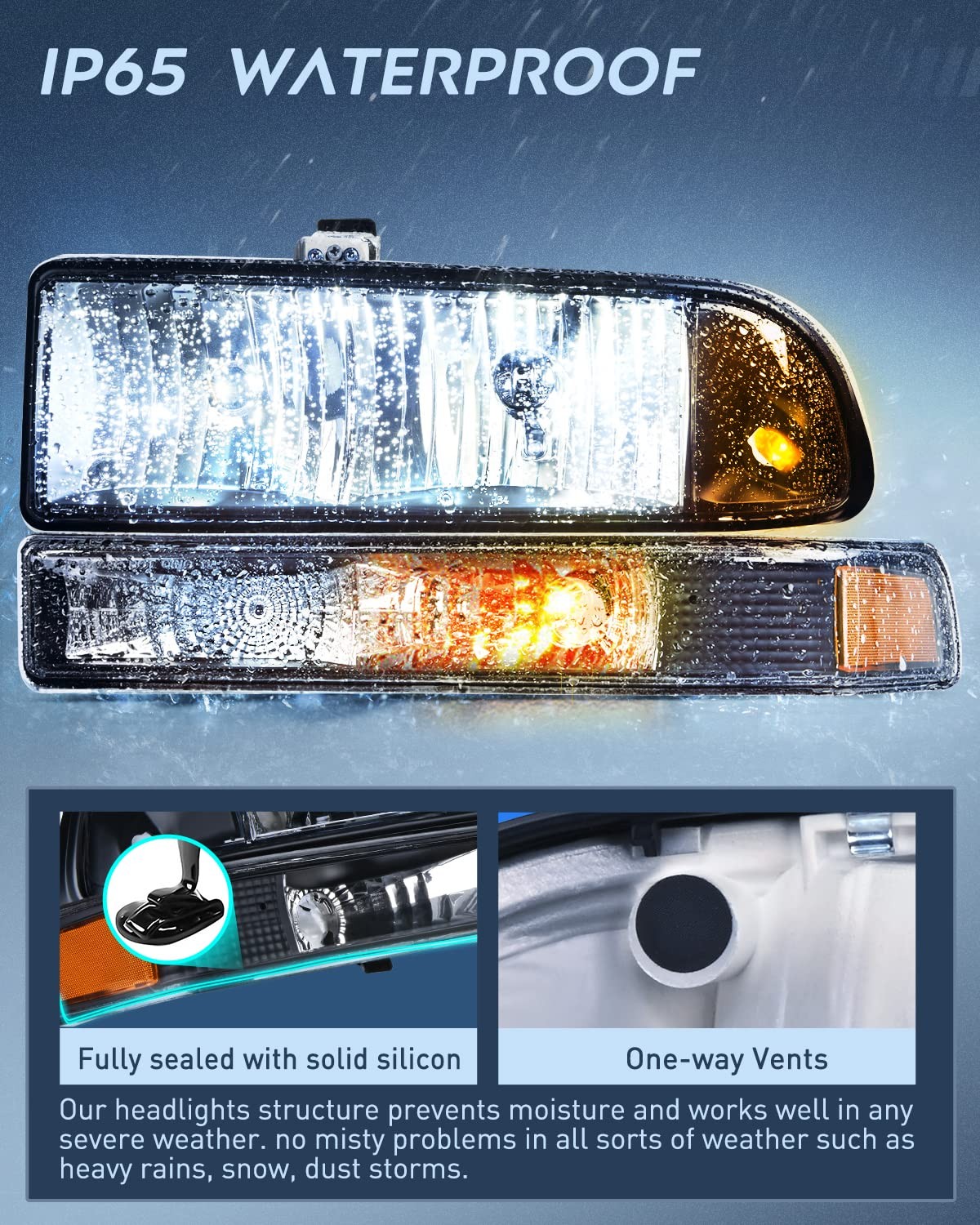 Black Housing Headlights for 1998-2005 Chevy Blazer S10 Pickup Plug and Play