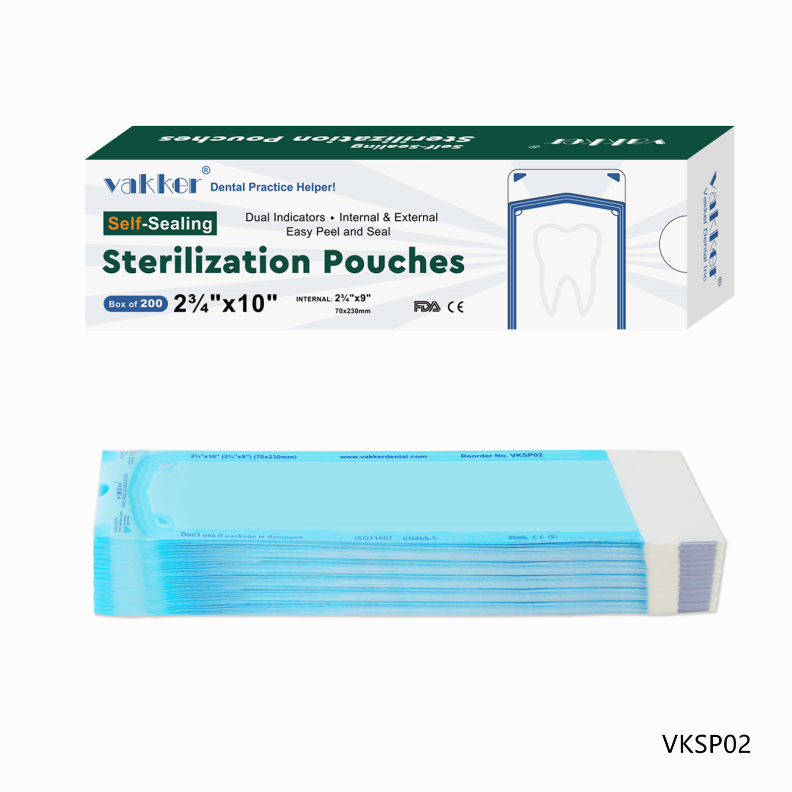 1000pc 2.75″ x 10″ Self Sealing Sterilization Pouches Autoclave, Sterilizer Bag