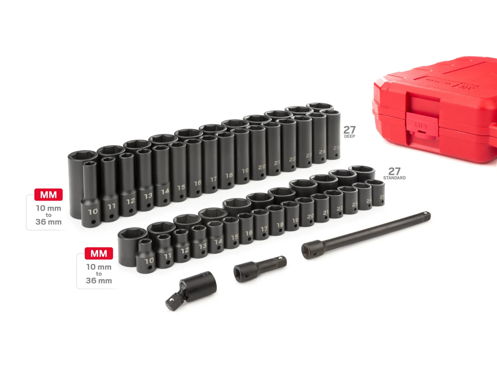 1/2 Inch Drive 6-Point Impact Socket Set , 57-Piece (10-36 mm) Tekton SID92401