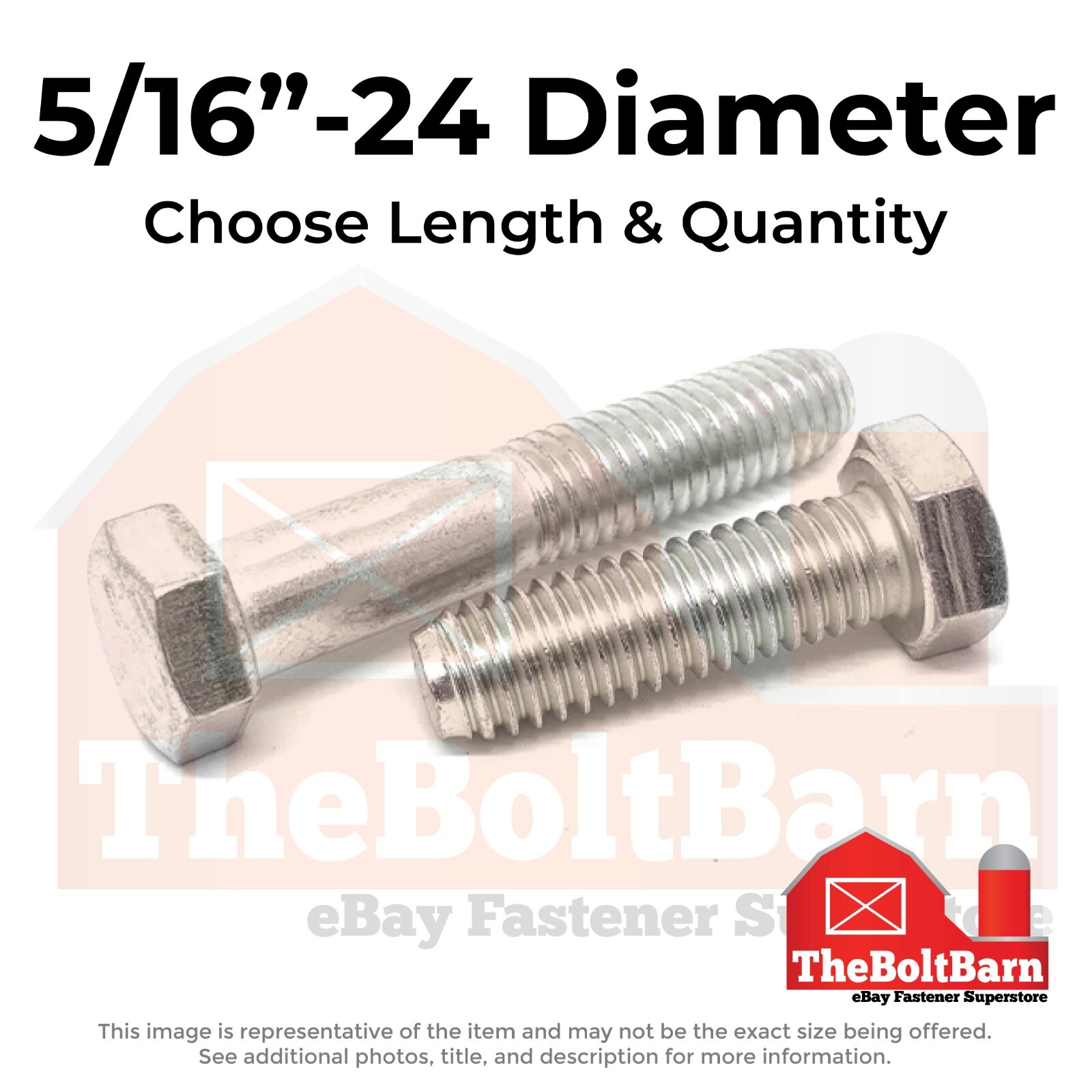 5/16″-24 Stainless Hex Cap Screws Fine Thread Hex Bolts (Choose Length & Qty)