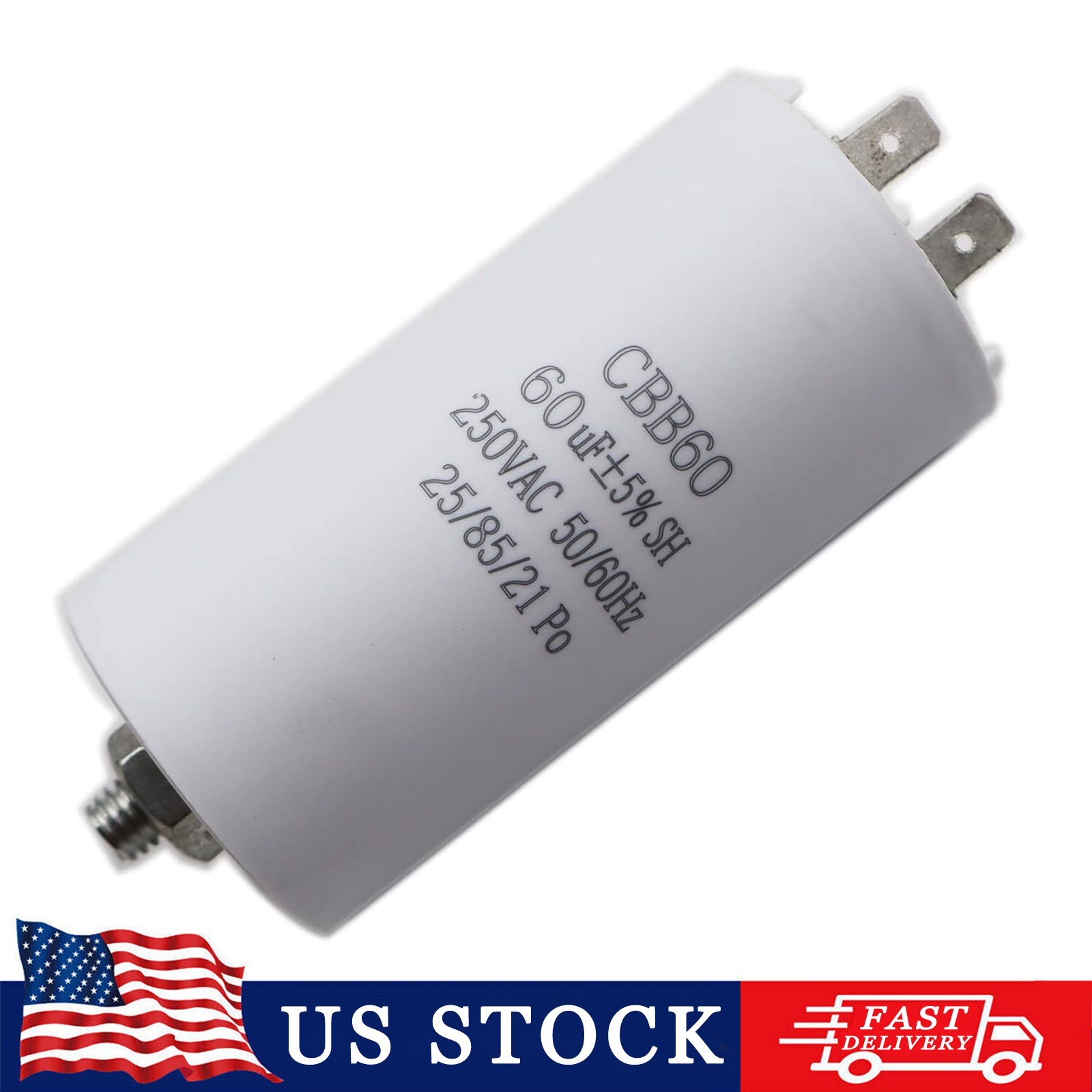 60UF 250VAC Wire Motor Run Capacitor CBB60 50/60HZ HVAC 25/85/21 60MFD