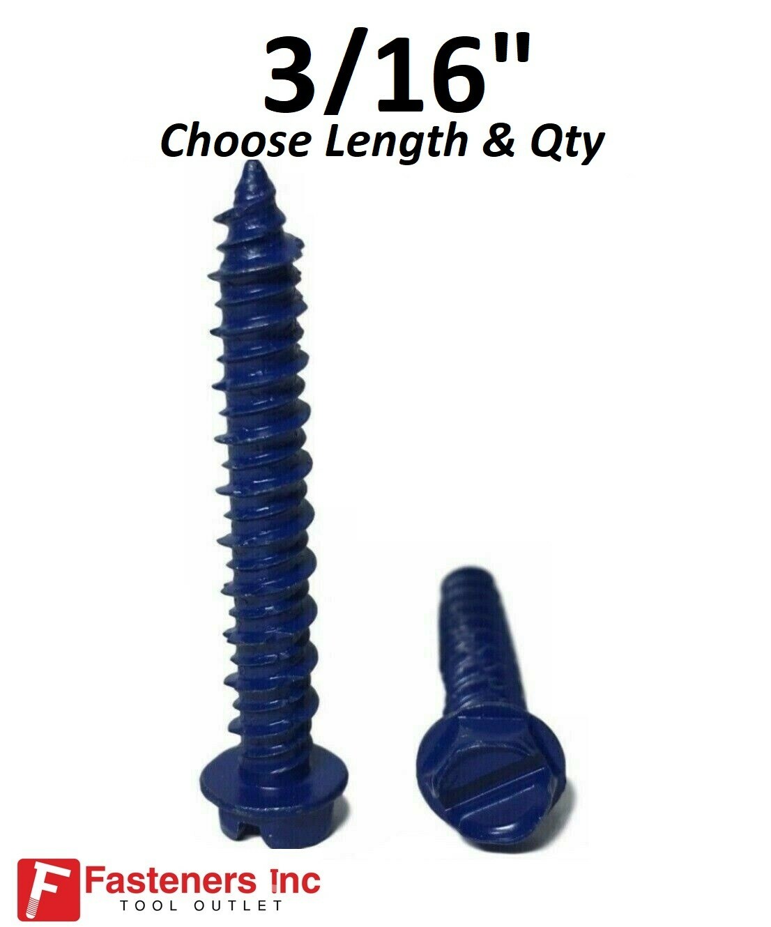 3/16″ Hex Head Concrete Masonry Tapcon Anchor Screw (Choose Length & Qty)