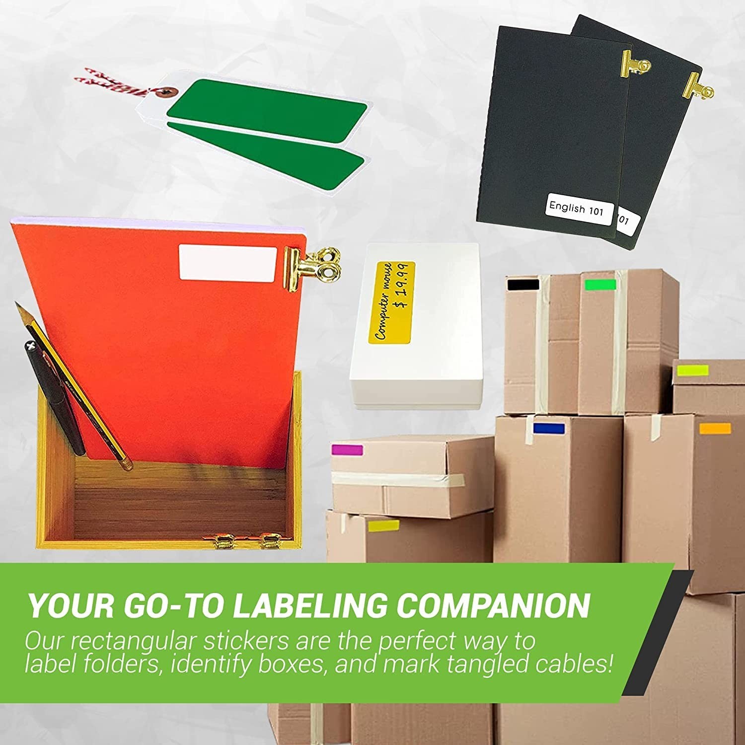 Royal Green Rectangular Stickers Color Coded Write on Labels for Organizing, …