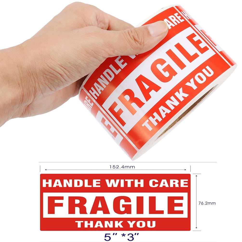 4 Rolls 500/Roll 3×5 Fragile Stickers Handle with Care Thank You Shipping Labels