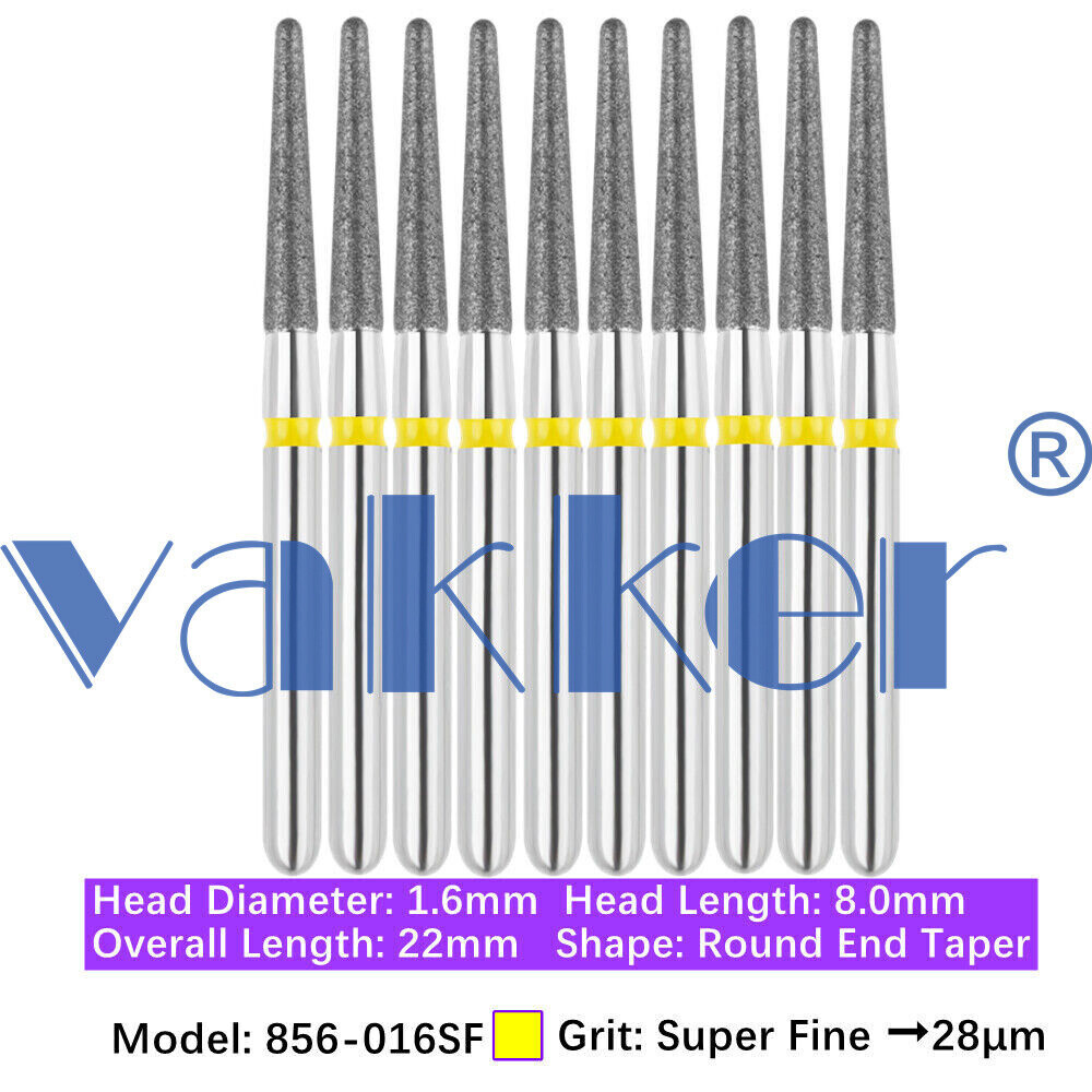 10pc/pk Dental FG Diamond Burs Round Long Round End Taper Diamond Bur 850 855
