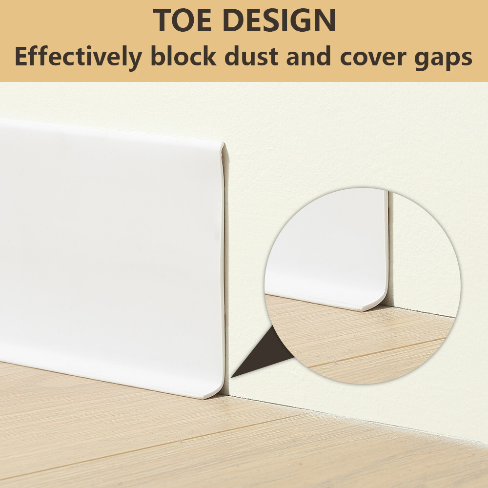 Vinyl Wall Base Baseboard Molding Trim 4″x 40FT Flexible Self Adhesive White