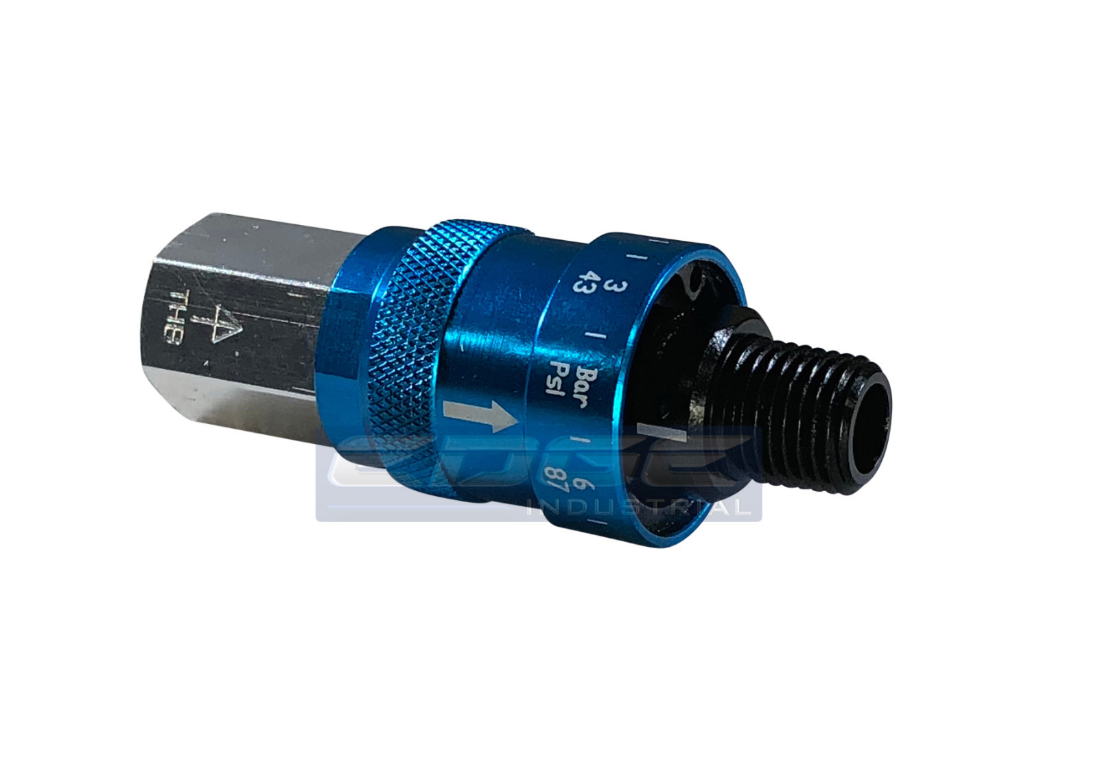 ADJUSTABLE IN LINE PRESSURE REGULATOR FOR PNEUMATIC AIR TOOL,43-87 PSI, 1/4 NPT
