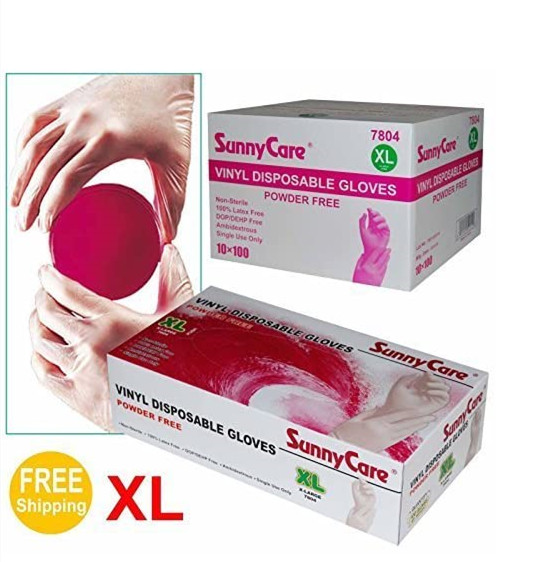 SunnyCare #7804 Vinyl Disposable Gloves Powder Free (Latex Nitrile Free) X-Large