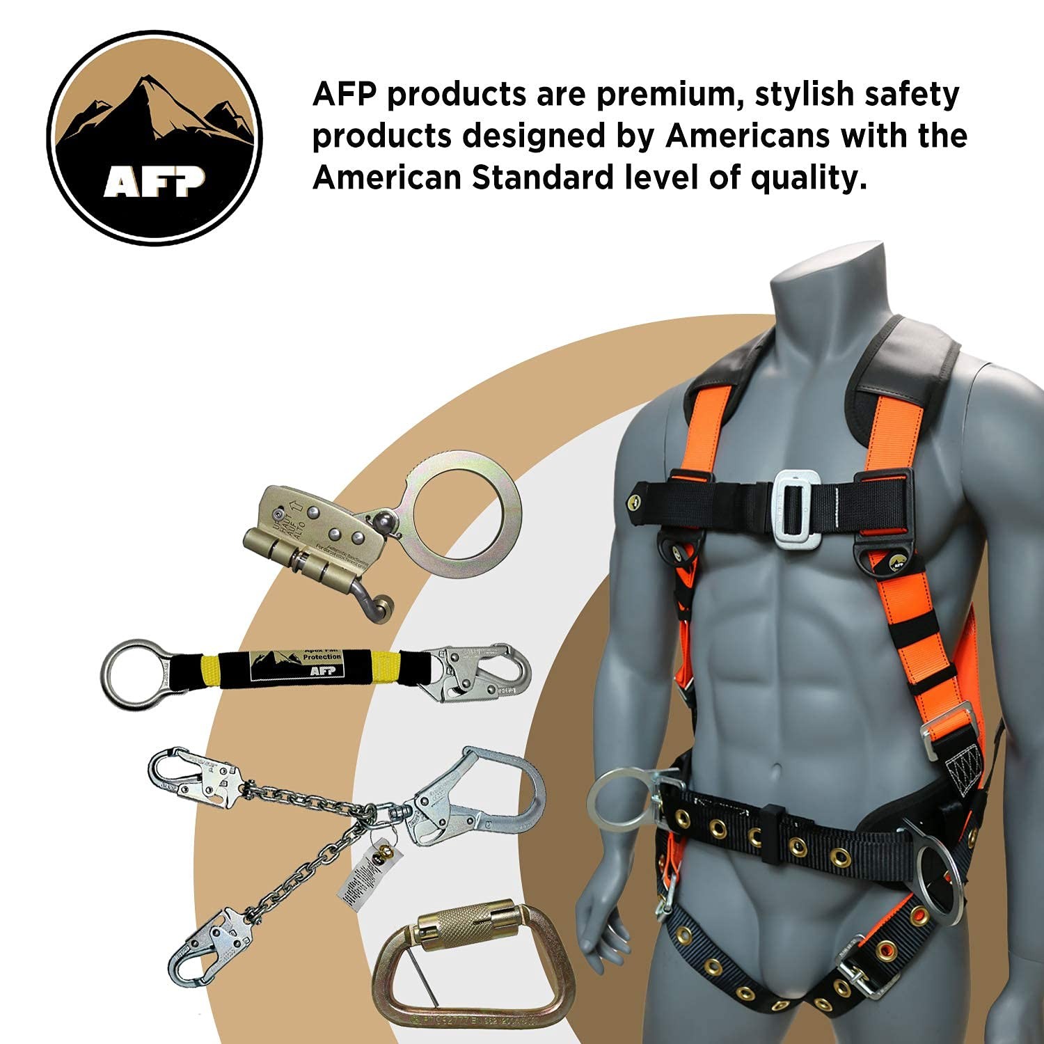 AFP Universal Full-Body Fall Protection Safety Harness w/ 3 1 Pack,
