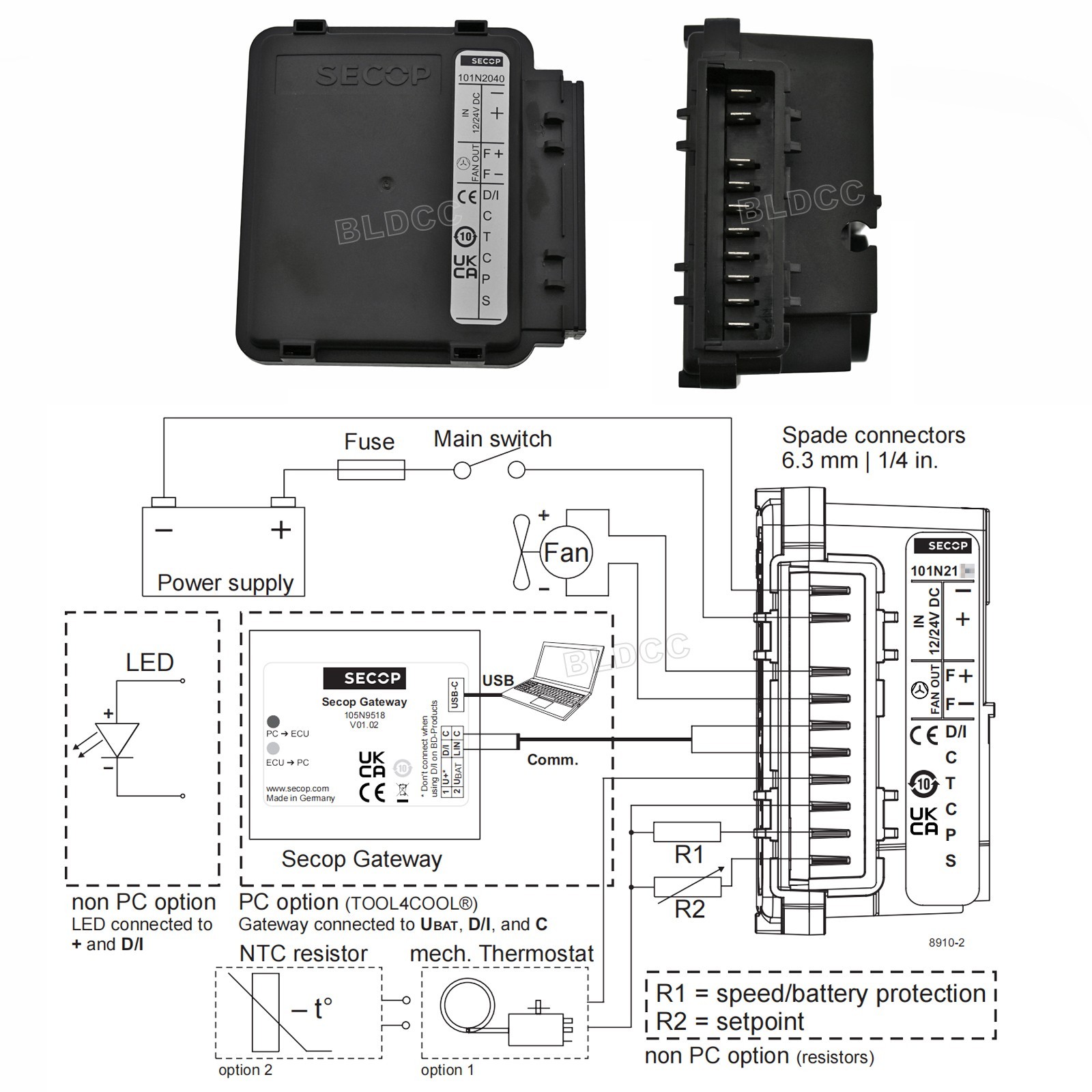 SECOP 12V/24V DC Micro DC Compressor & 101N2040 Electronic Start Unit Controller