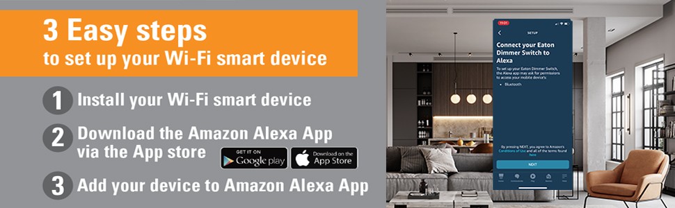Eaton WFD30-W-BX-L Wi-Fi Smart Universal Dimmer Works with Alexa, White,