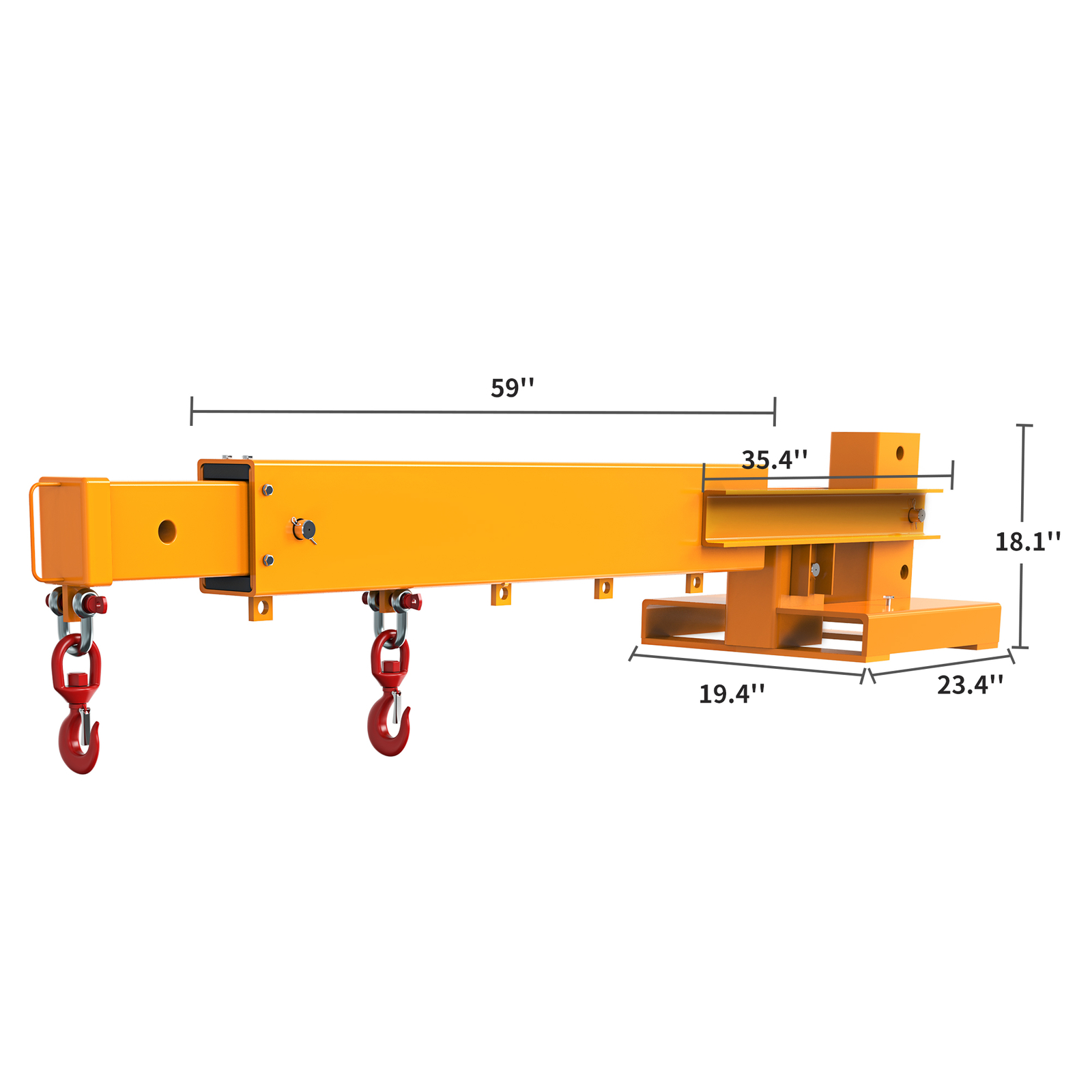 6000LB/3T Adjustable Forklift Mobile Crane Lifting Hoist Jib Boom With 2 Hooks