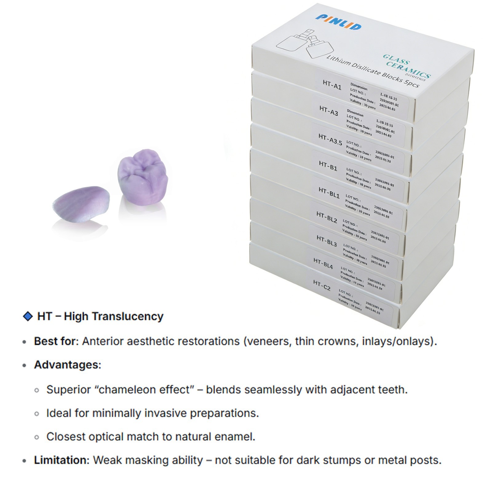 US C14 Dental IPS Emax CAD Lithium-Disilicate Milling Blocks LT For CEREC 5/Box