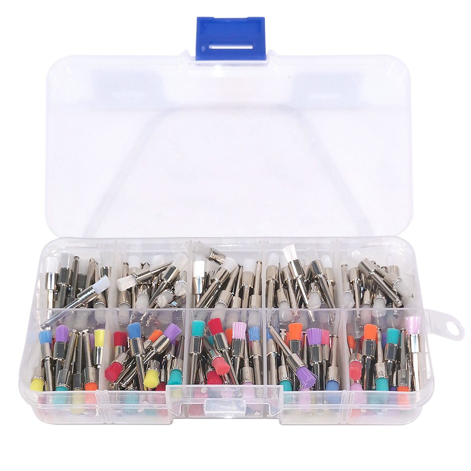 200 Pcs Dental White&Colorful Nylon Latch Flat Polishing Polisher Prophy Brushes