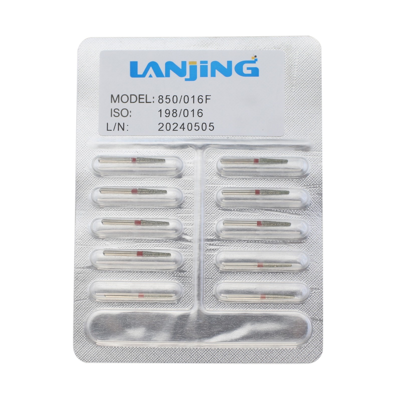 Dental Diamond Burs Round End Taper 850/016F Fine Grit Red FG High Speed 10pcs